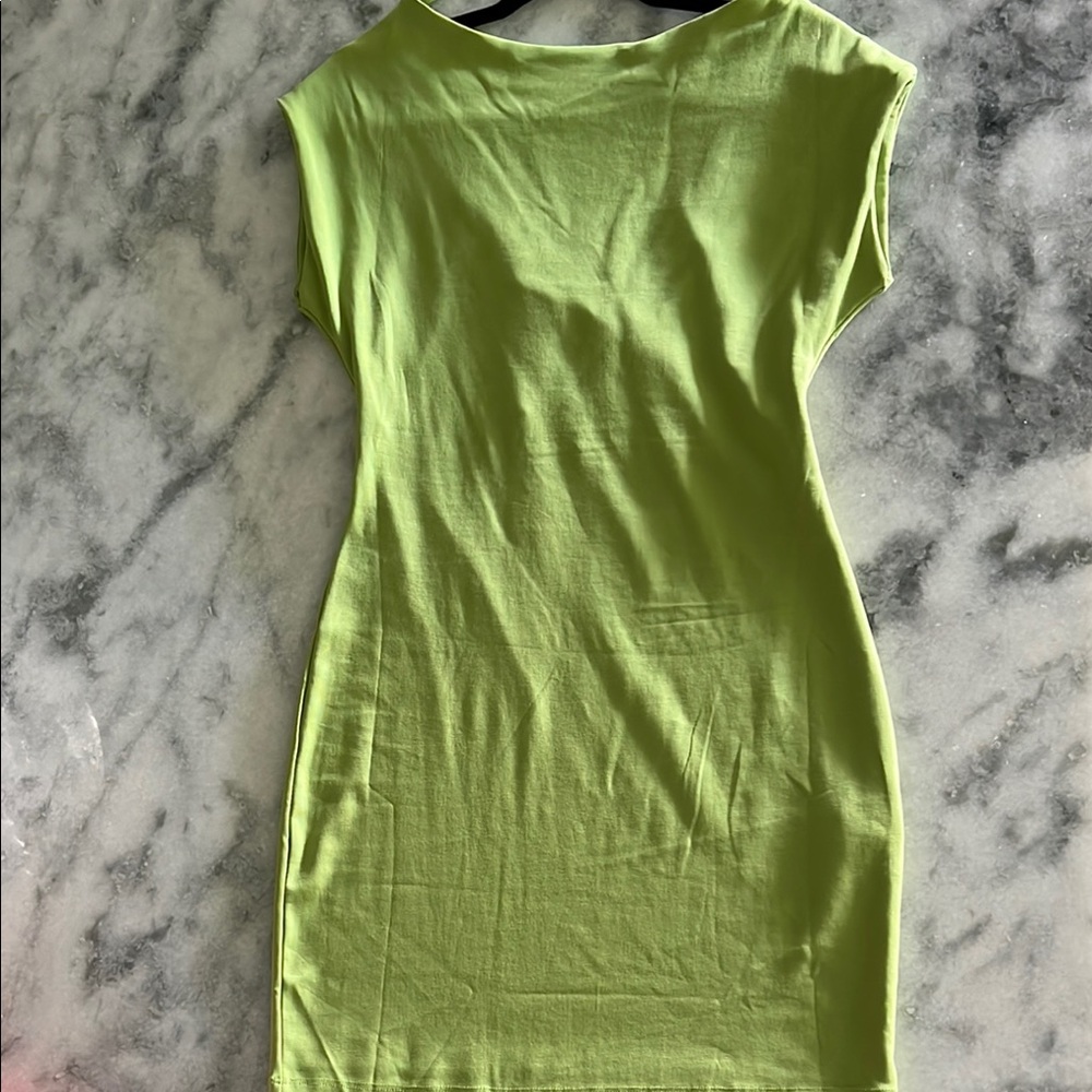 Zara Vibrant Green Open Back Fitted Dress